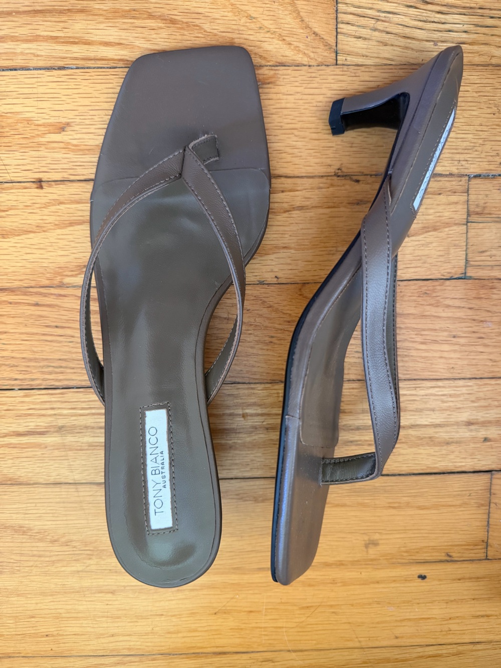 Tony Bianco Pluto Sandals Liqueur Brown Leather Kitten-Heels Mules Revolve 10 - Picture 11 of 11